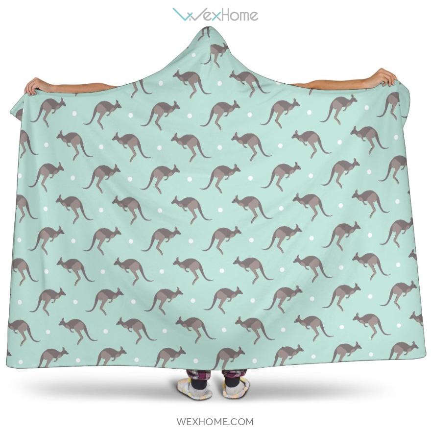 Kangaroo Pattern Background Hooded Blanket