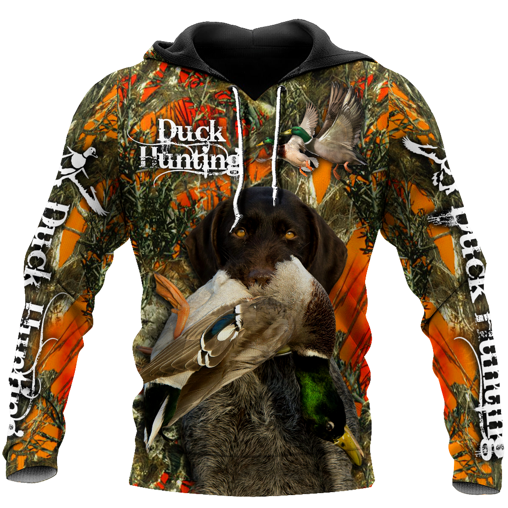 Duck Hunting Labrador Retriever Orange Camo 3D All Over Print  Hoodie