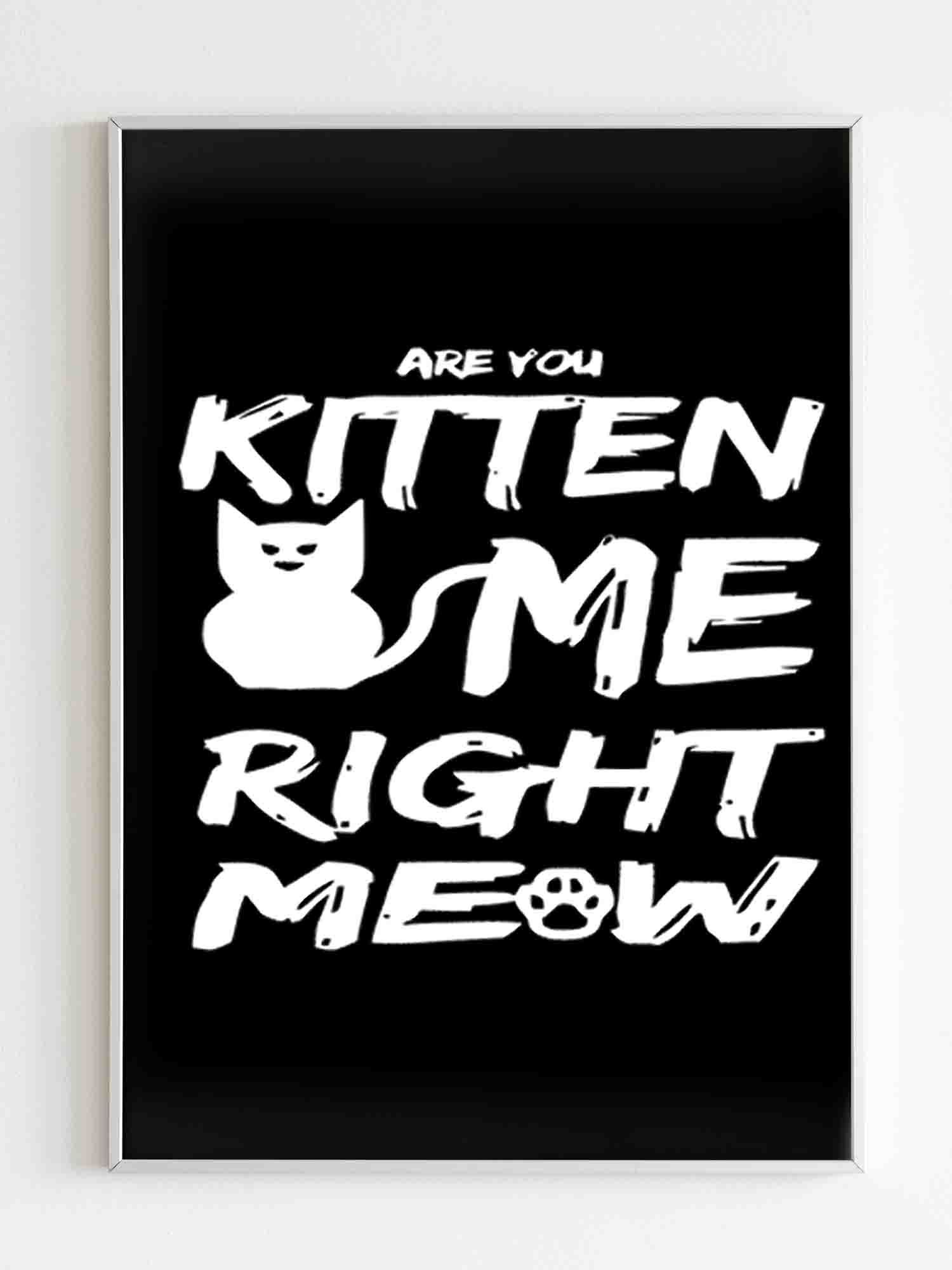 Are You Kitten Me Right Meow Humorous Kitty Cat Lovers Poster