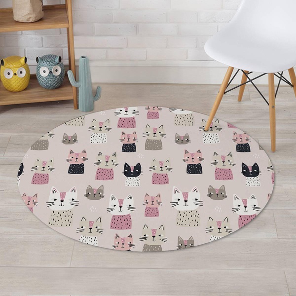 Cat Print Round Rug