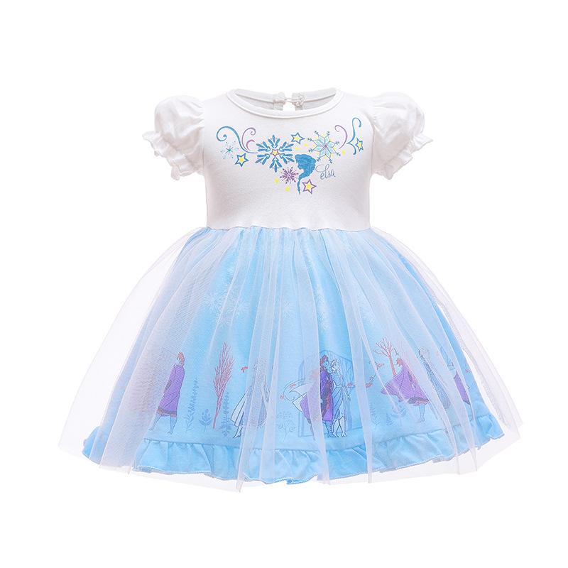 Summer Infant Baby Girls Princess Party Tutu Elsa Dress Snow Queen 2 Elsa Mermaid Casual Dresses Children Fashion Baby Clothing alx