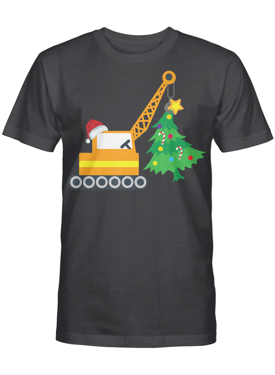 AmazeStyleZ Santa’s Reindeer, Ugly Christmas Sweater, Christmas Gift Ideas, Boys Christmas Tree Crane Truck Digger Gift for Toddler T-Shirt