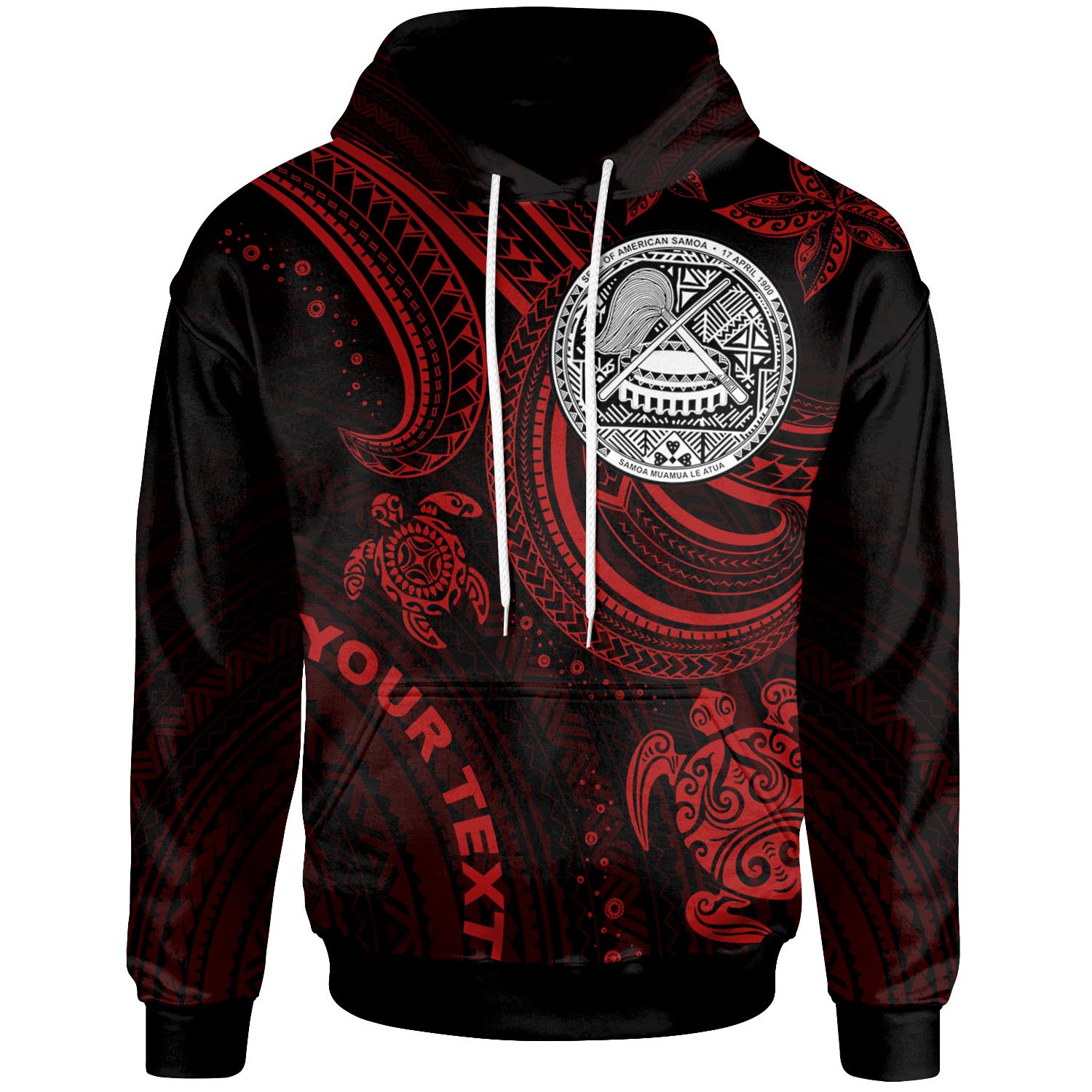 American Samoa Custom Personalised Hoodie – Red Turtle – BN26