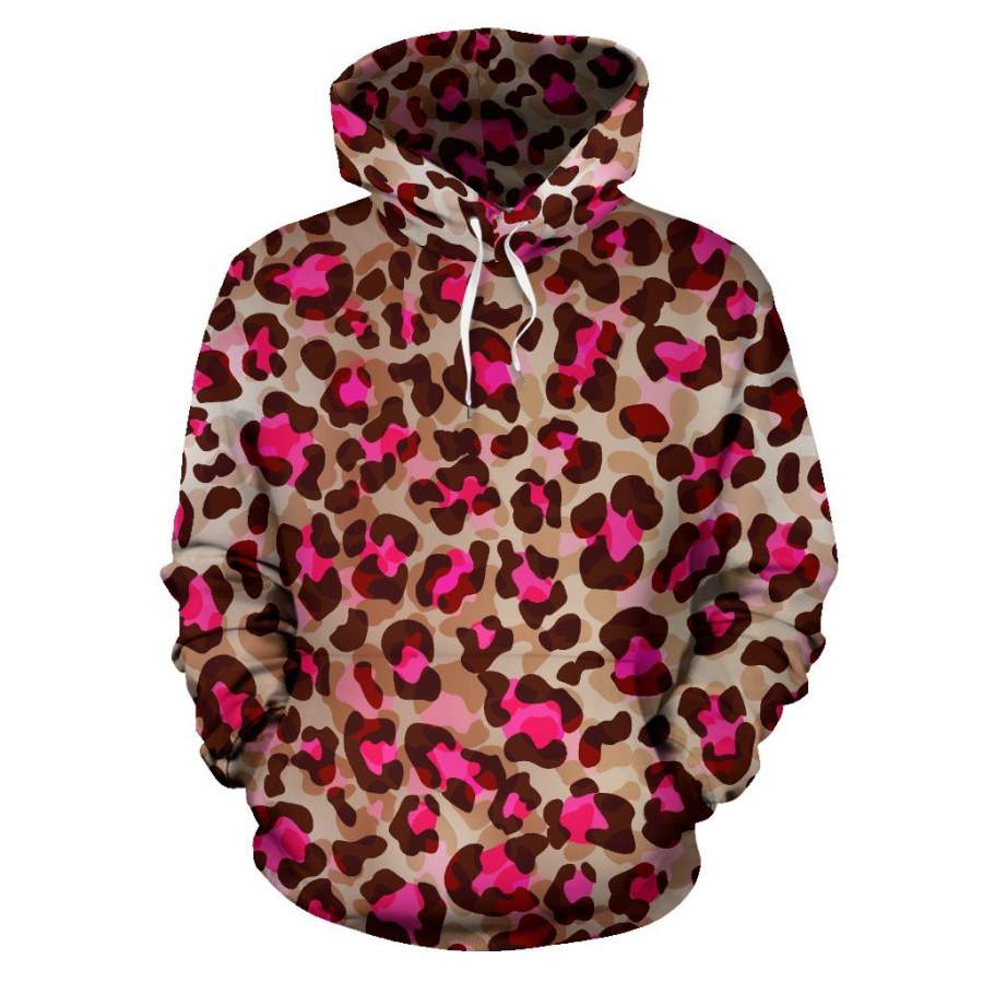 Pink Dot Cheetah Leopard Pattern Print Women Men All Over Graphic Hoodie