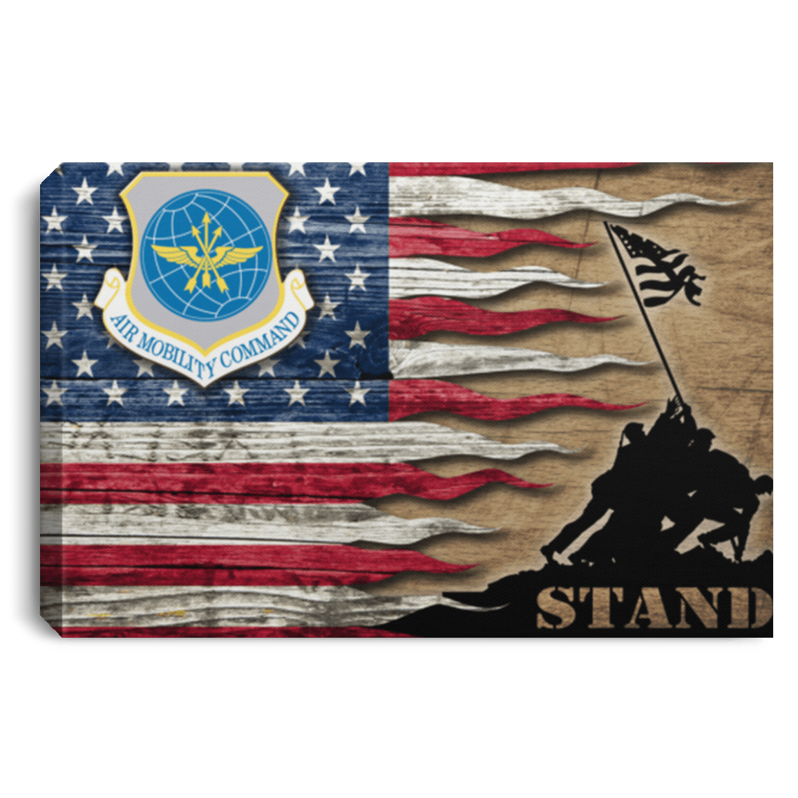 Us Air Force Air Mobility Command Stand For The Flag 24X16 Inches  Landscape Canvas .75In Frame