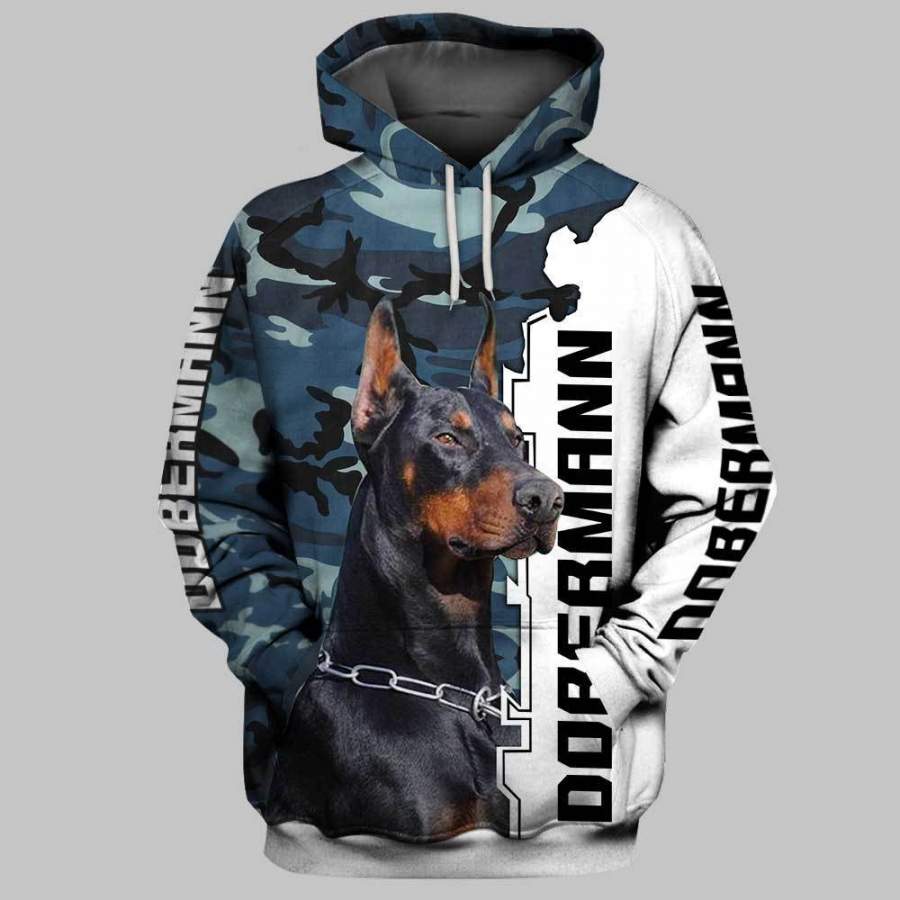 DOBERMAN Dog Camo 3D Hoodie Full Printing