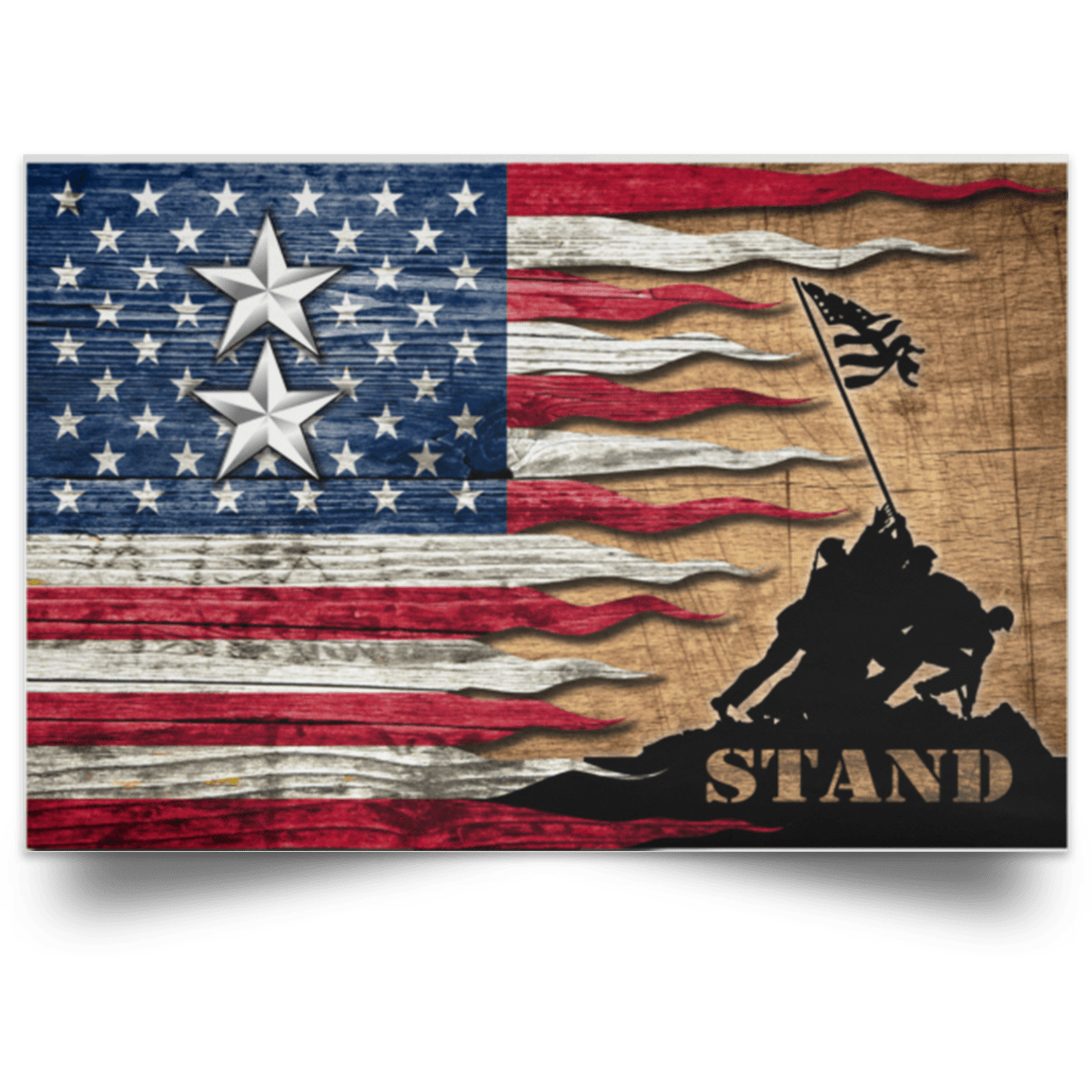 US Army O-8 Major General O8 MG General Officer Stand For The Flag Satin Landscape Poster