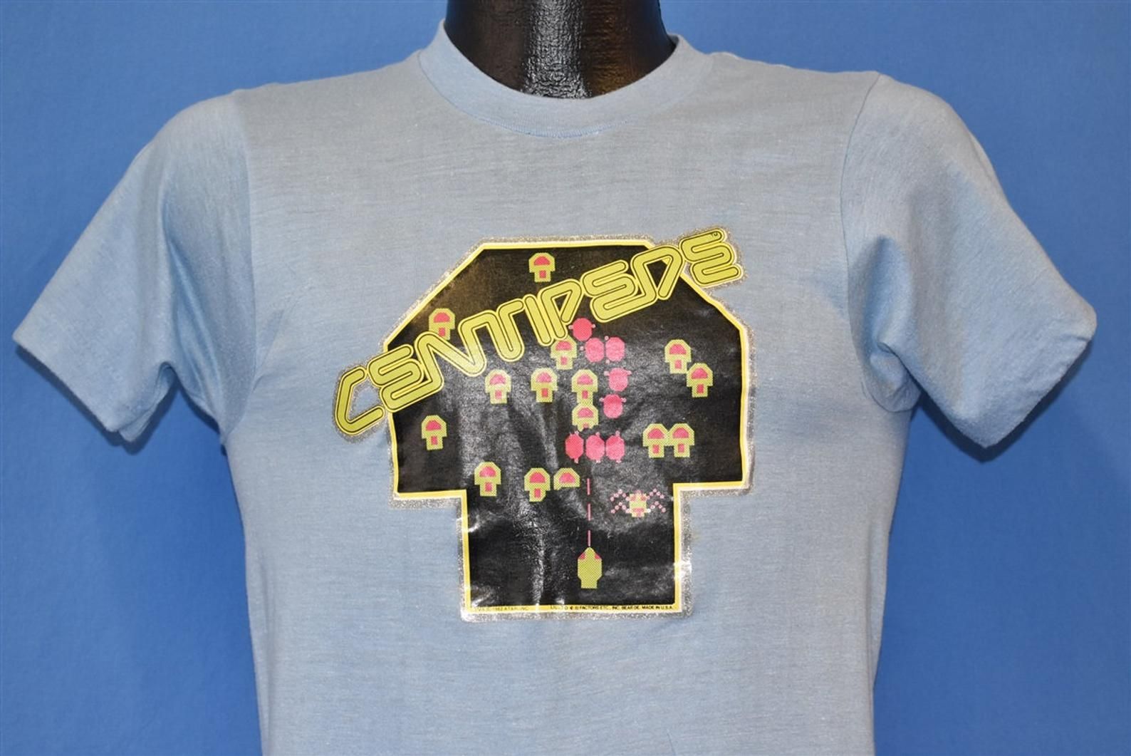 80S Centipede Arcade Video Game Atari Glitter Iron On T-Shirt