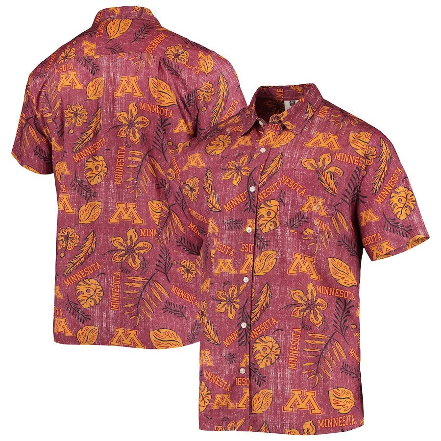 Minnesota Golden Gophers Maroon Vintage Floral Hawaii Shirt Ha57153