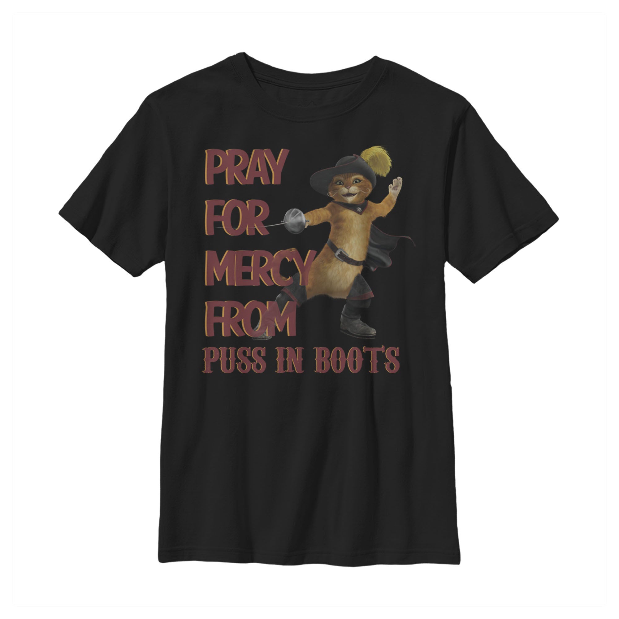 Shrek Boy’S Puss In Boots Pray For Mercy  T-Shirt