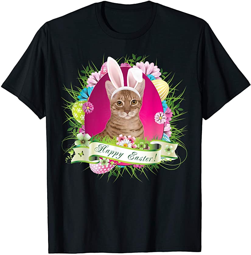 Bunny Ocicat Cat Happy Easter Day Lover Egg Hunt Lovely Cute T-Shirt