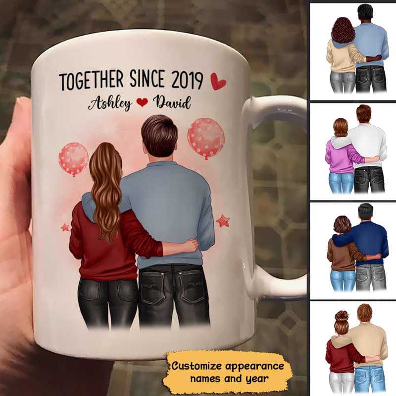 Couple Back View Together Since Valentine‘S Day Gift For Her For Him Personalized Mug