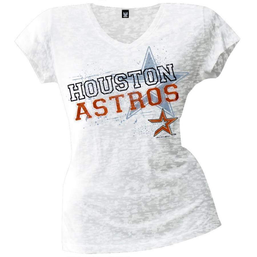 Houston Astros – Splatter Juniors Burnout V-Neck T-Shirt