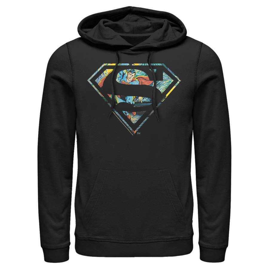 Superman Men’s Action Panel Shield Logo  Lightweight Hoodie