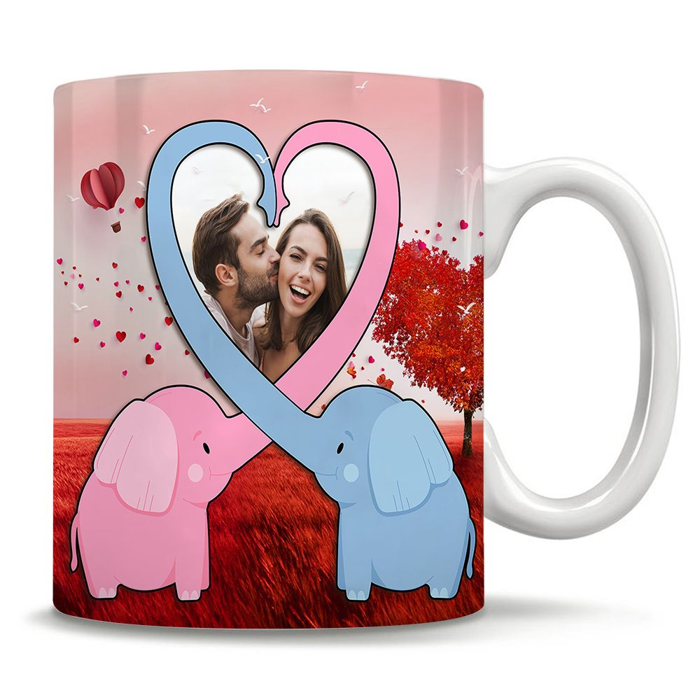 Personalized Coffee Mugs Valentine Day Gift Ideas For Him Her Men Women Boyfriend Girlfriend Husband Wife Couple – Custom Photo Elephant Lover HT231286