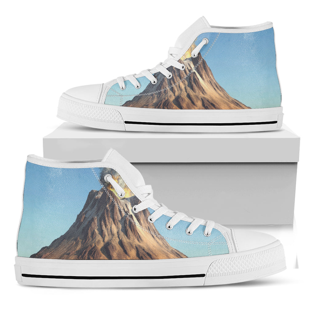 Volcanic Mountain Print White High Top Shoes