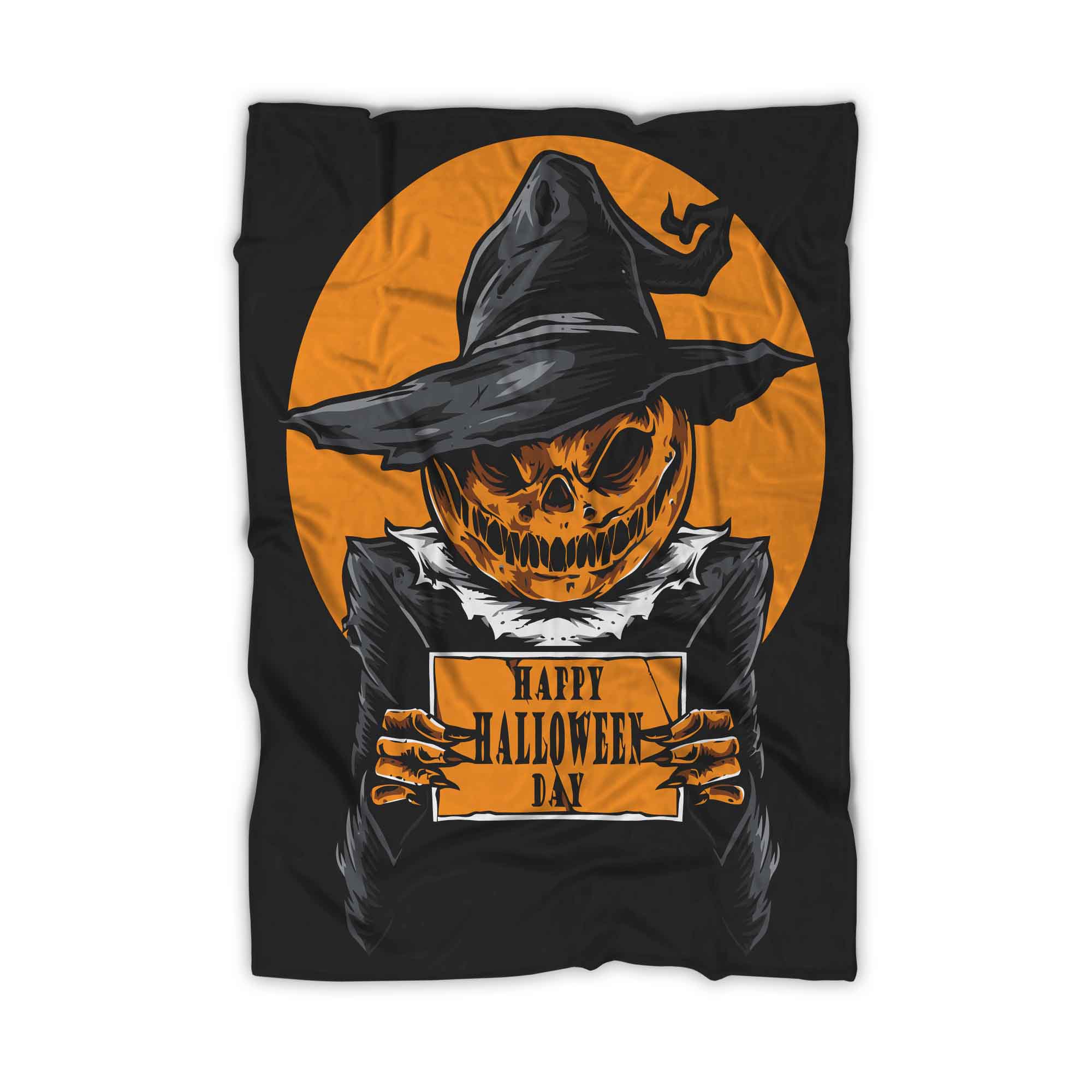 Scary Pumpkins Holding Happy Halloween Day Poster Blanket
