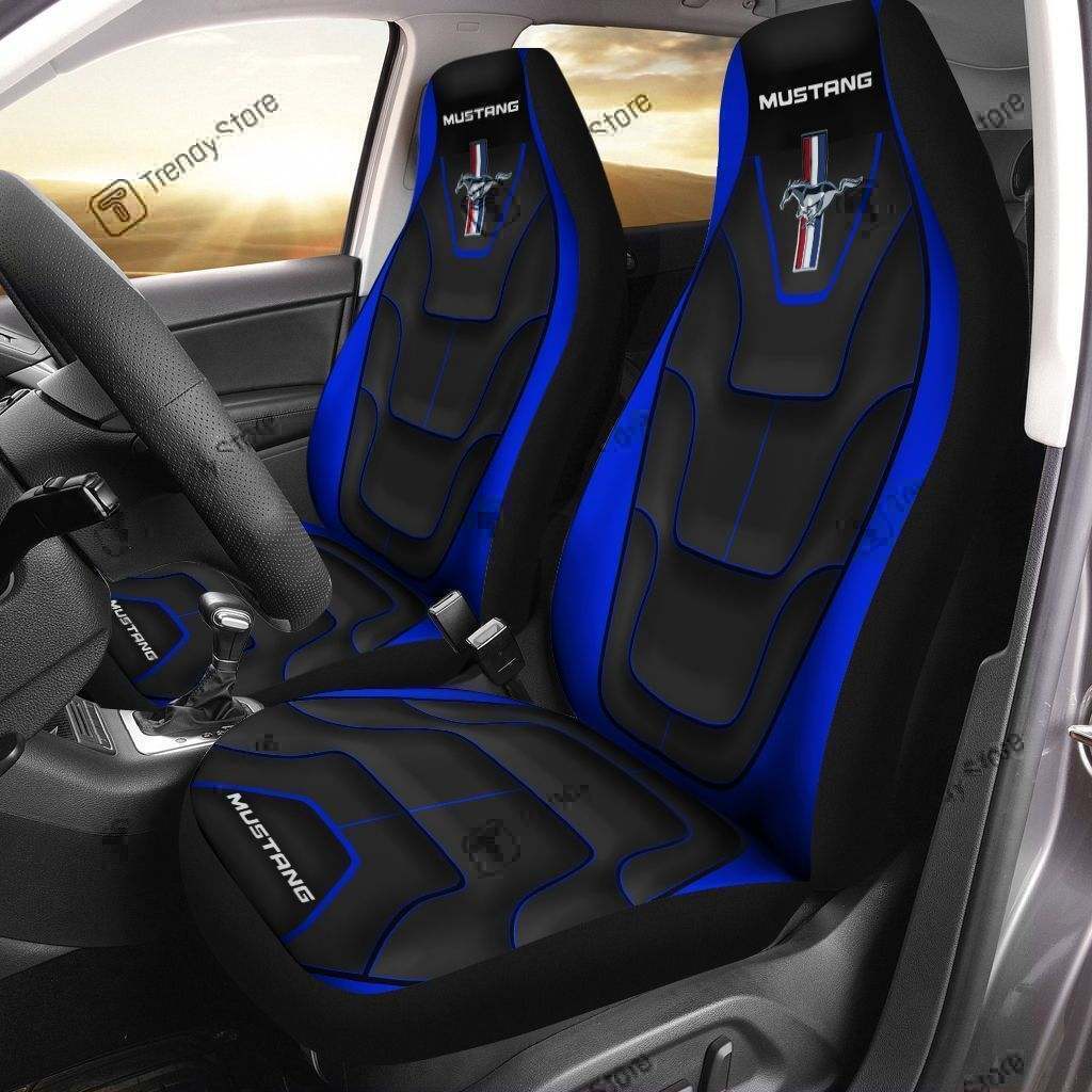 MUSTANG CAR SEAT COVER (SET OF 2) VER 3 (BLUE)