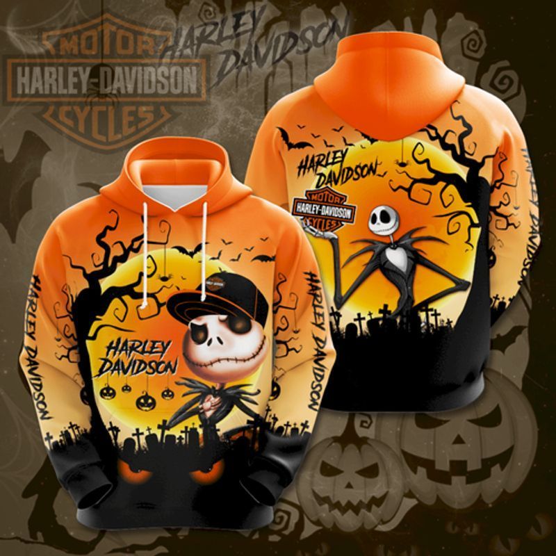 Harley Davidson Jack Skellington Halloween 3D Hoodie N98 – Varundayal Shop