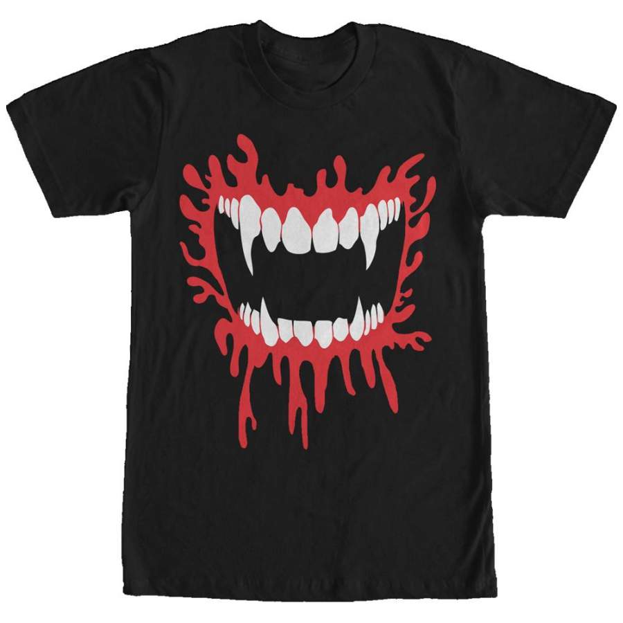 Lost Gods Men’s Halloween Vampire Fangs  T Shirt Black