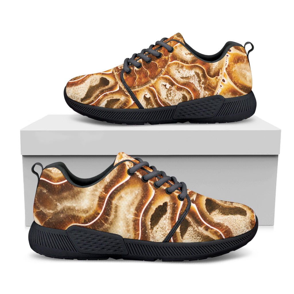 Ammonite Fossil Print Black Athletic Shoes