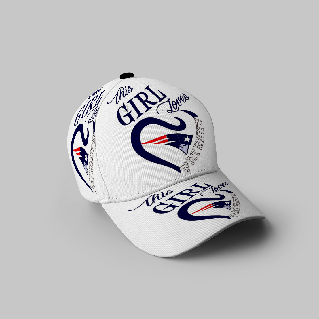 New England Patriots Girl Loves Patriots White 3D Printing Baseball Cap Classic Hat