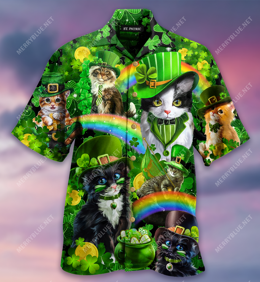 Saint Day Cats Shamrocks Hawaii Shirt Ha66976