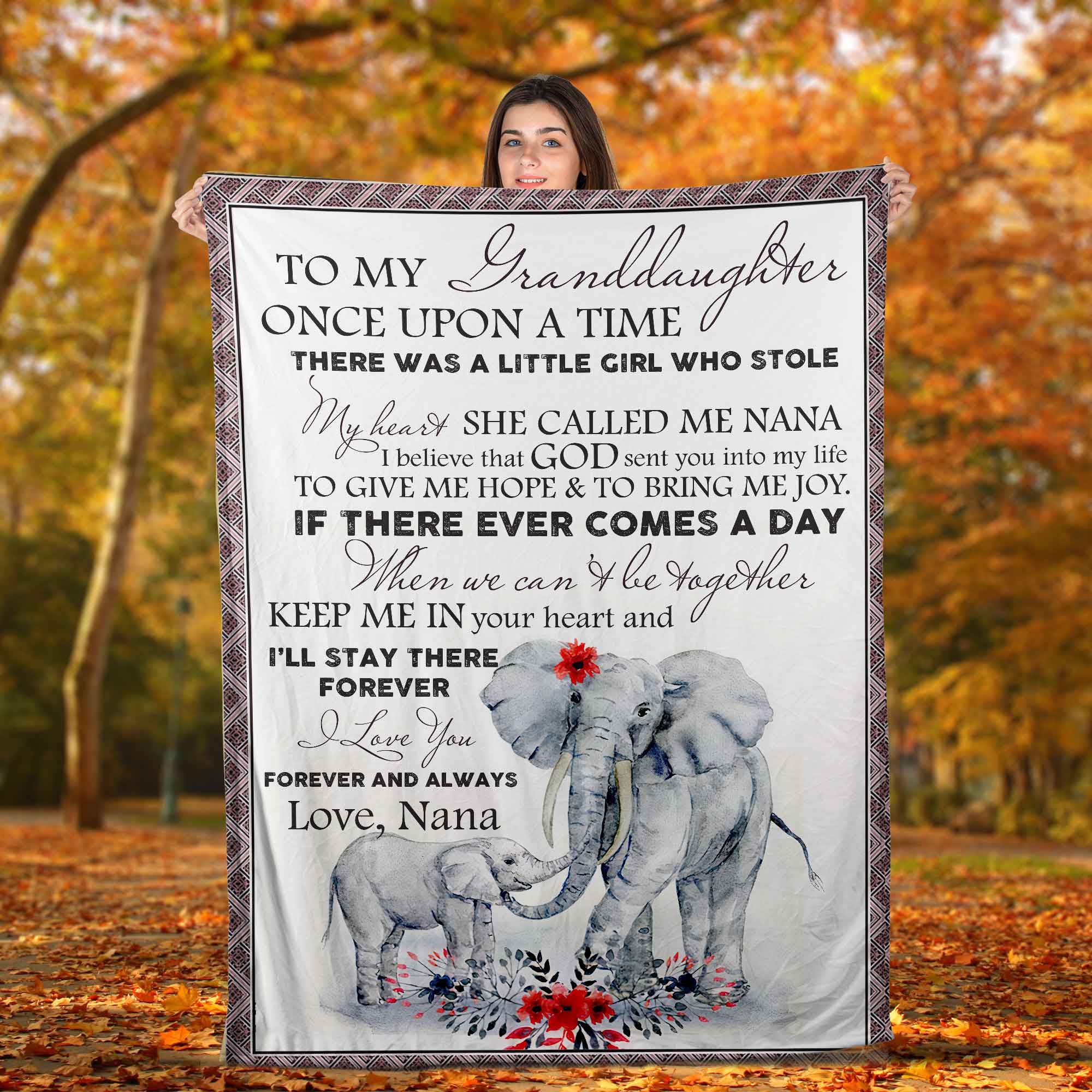 Skitongifts Blanket For Sofa Throws, Bed Throws Blanket – Elephant To My Granddaughter I Believe That God Sent You Into My Life Love, Nana-Tt1101