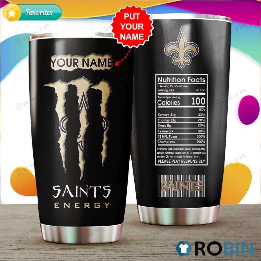 Buy Personalized New Orleans Saints Energy Nutrition Factscustomstainless Steel Tumbler