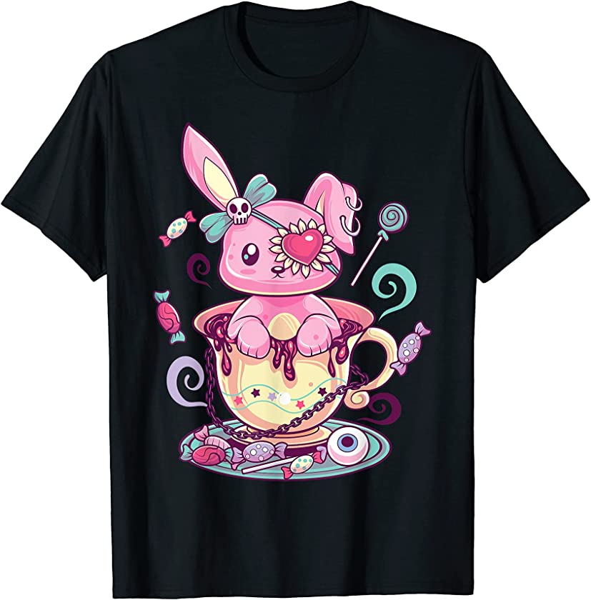 Kawaii Pastel Goth Cute Creepy Rabbit Menhera Occult Bunny T-Shirt