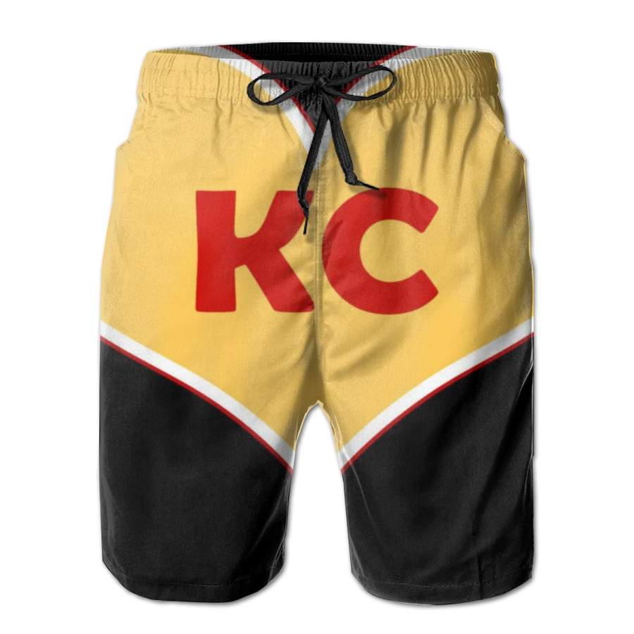 2 Pack I Love Kansas City KC Football Heart Poster Men Swim Trunks Drawstring Elastic Waist Quick Dry Beach Shorts with Mesh Lining Swimwear Bathing Suits