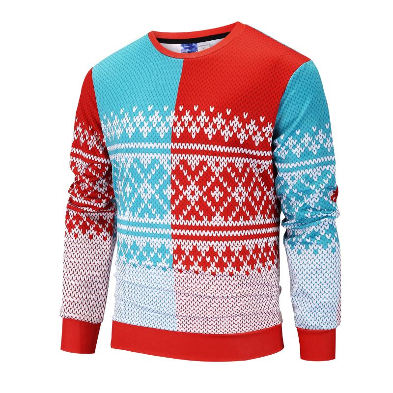 Christmas Sweatshirts – Cool Christmas Snowflake Striped Pattern Icon 3D Sweatshirt