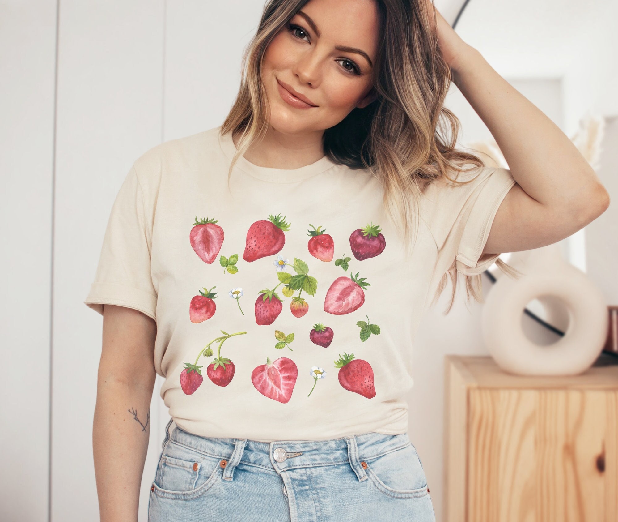 Watercolor Strawberries Graphic Tee