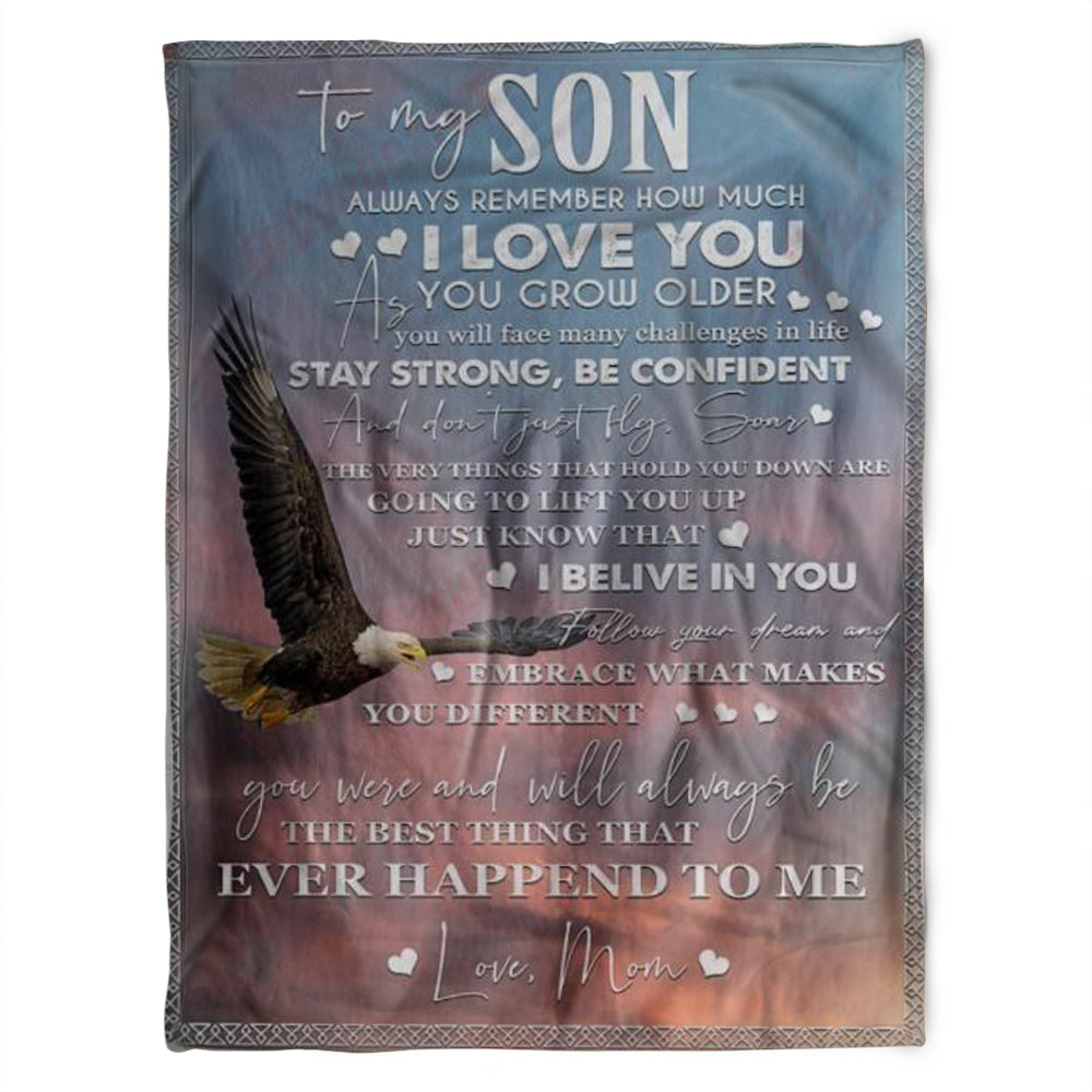 To My Son Blanket, Always Remember How Much I Love You, Gift For Son Family Home Decor Bedding Couch Sofa Soft And Comfy Cozy