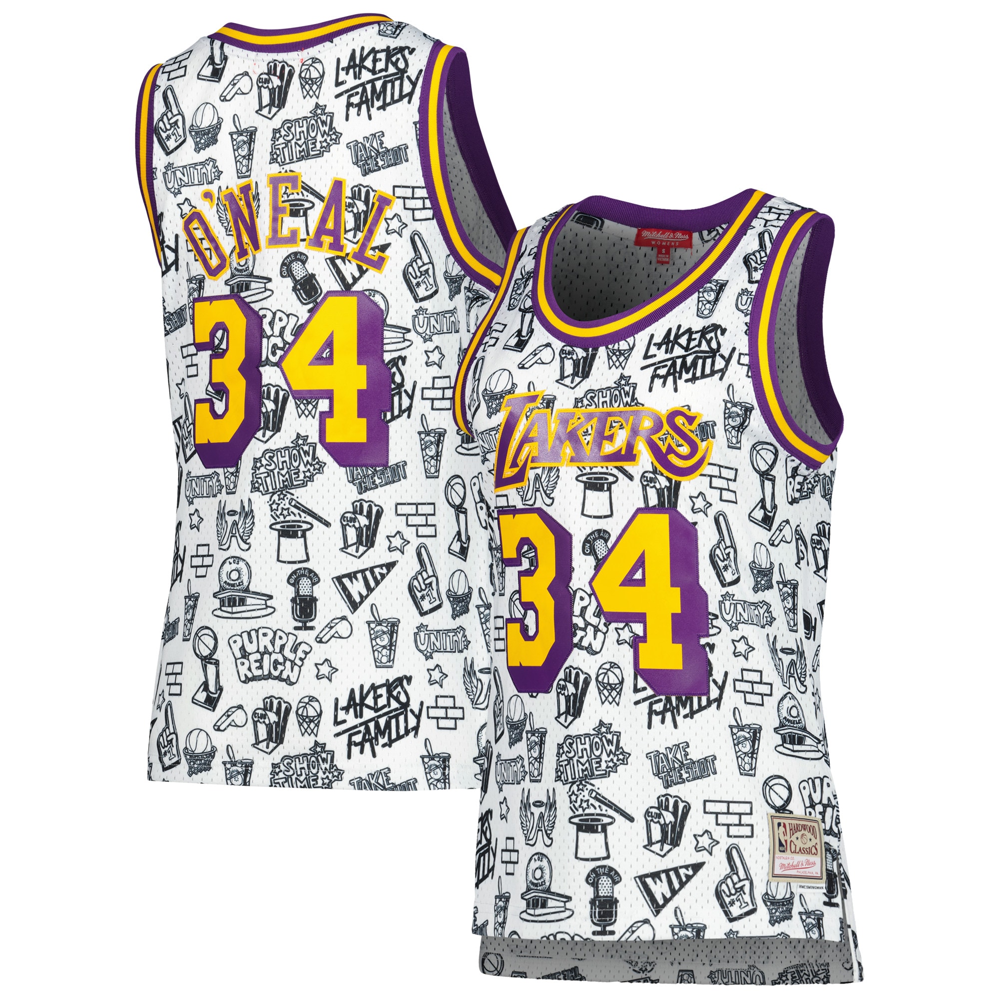 Shaquille O'Neal Los Angeles Lakers Mitchell & Ness Women's 1996 Doodle Swingman Jersey – White