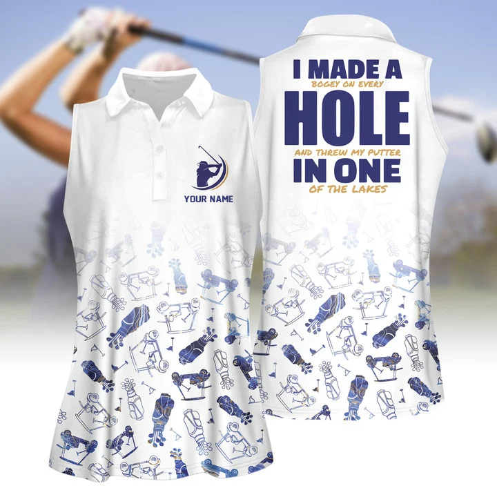 Customized Funny I Made A Hole In One Women Short Sleeve Polo Shirt Sleeveless Polo Shirt