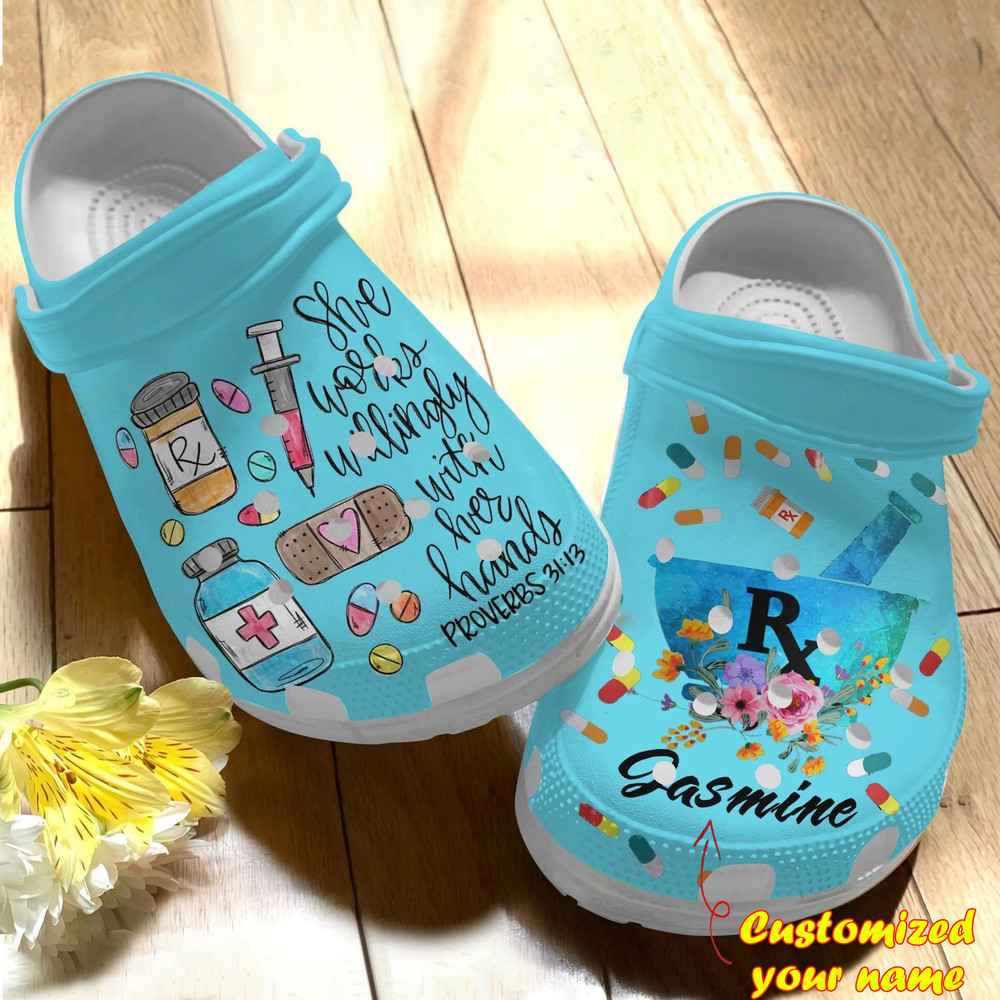 Pharmacist Crocs – Personalized Pharmacy She Works Willingly Clog Shoes For Men And Women