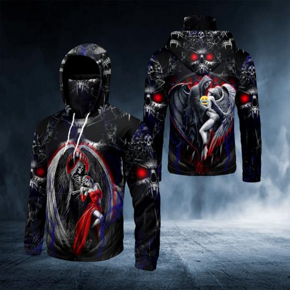 Women N Grim Reaper Couple Love Skull 3D All Over Printed Bandana Hoodie Us Size