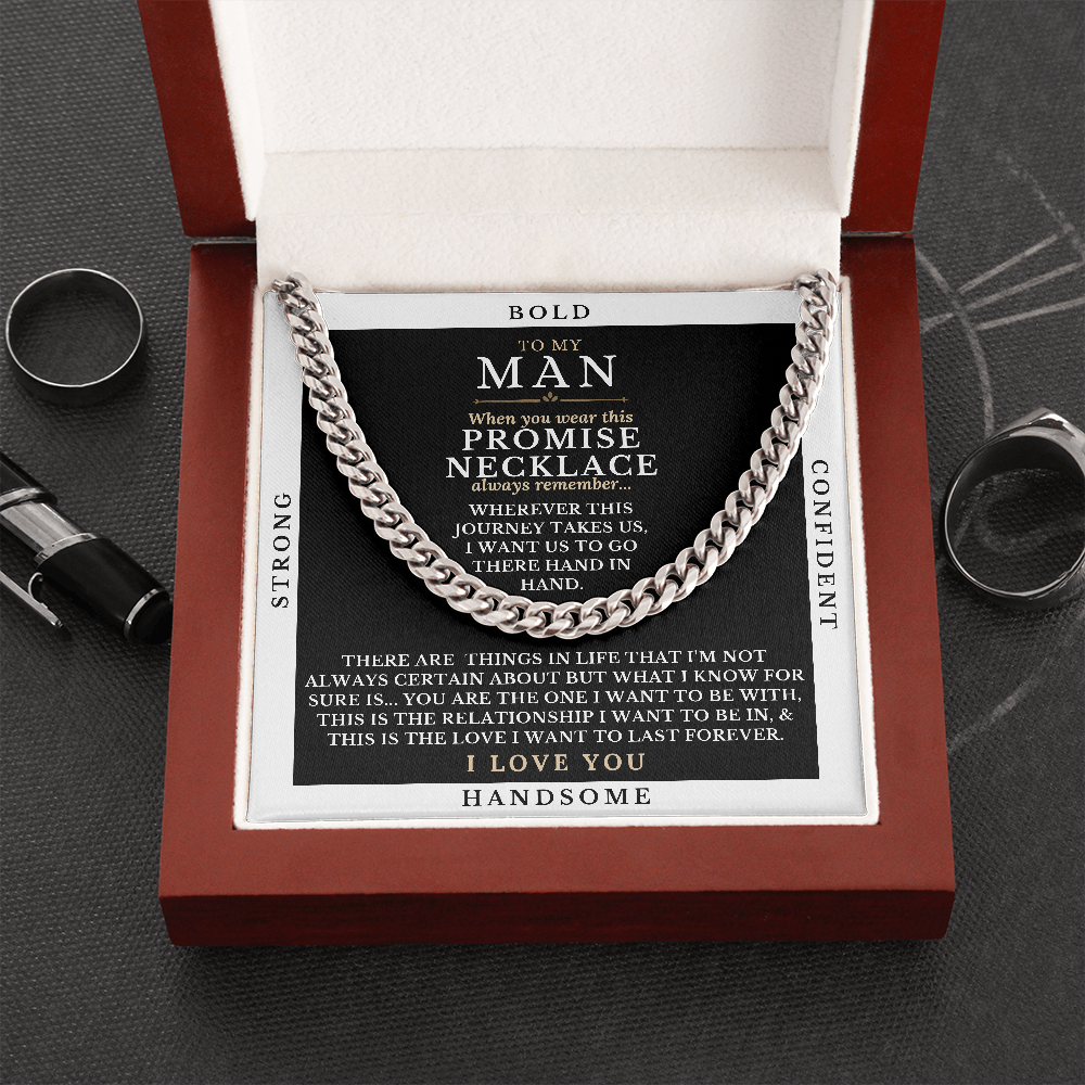 To My Man Promise Necklace, Cuban Chain Necklace, Valentine’S Day Gift For Him