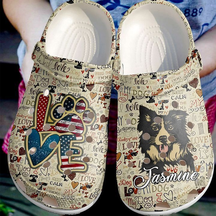 Border Collie Personalized Love Vintage Classic Clogs Shoes