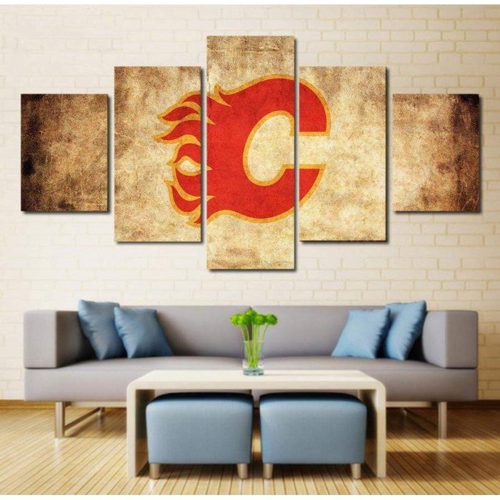 Calgary Flames Decor Painting Canvas Wall Art Framed. 5987