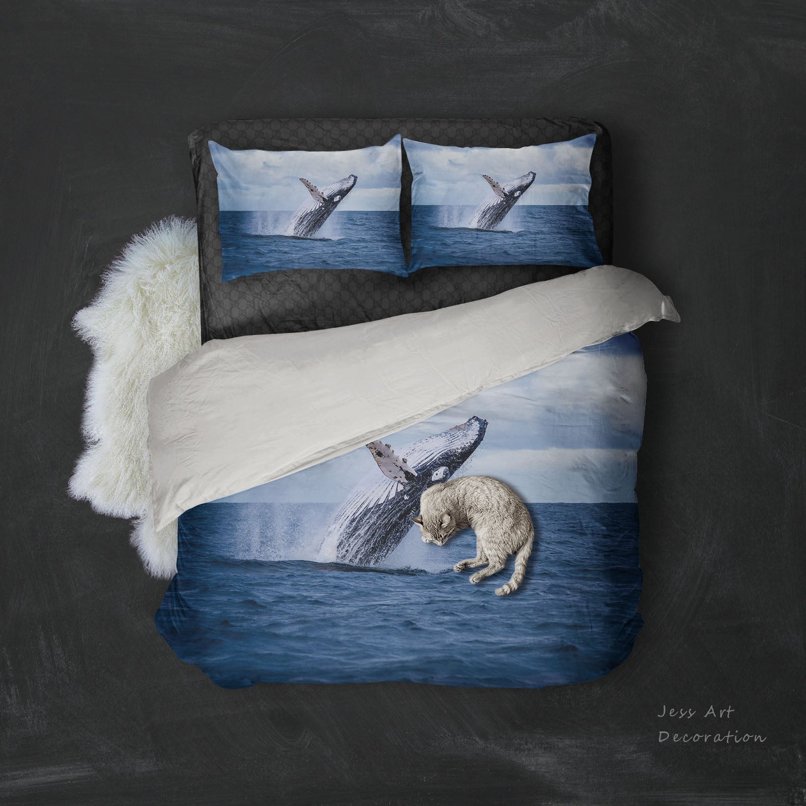 3D Dark Blue Sea Dolphin Quilt Cover Set Bedding Set Pillowcases 102