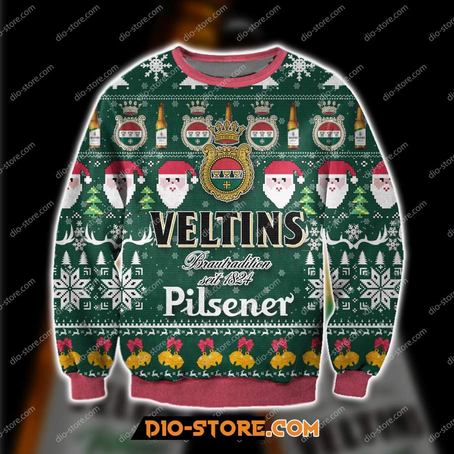 3D ALL OVER PRINT VELTINS PILSENER BEER UGLY CHRISTMAS SWEATSHIRT