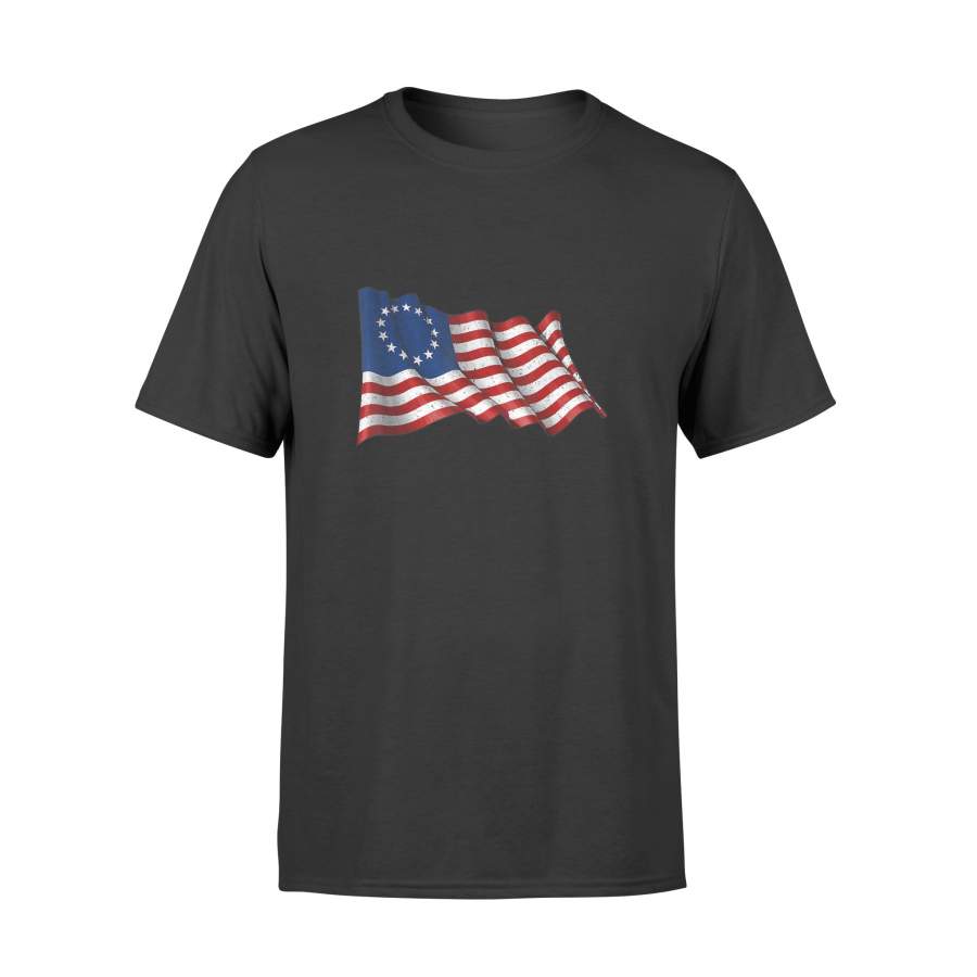 YOLOstuff America Betsy Ross Flag 1776 Vintage Distressed T-shirt