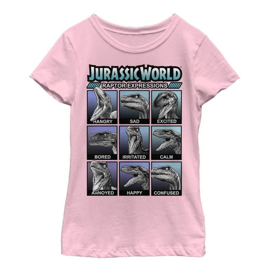 Jurassic World Girl's Velociraptor Expressions T-Shirt