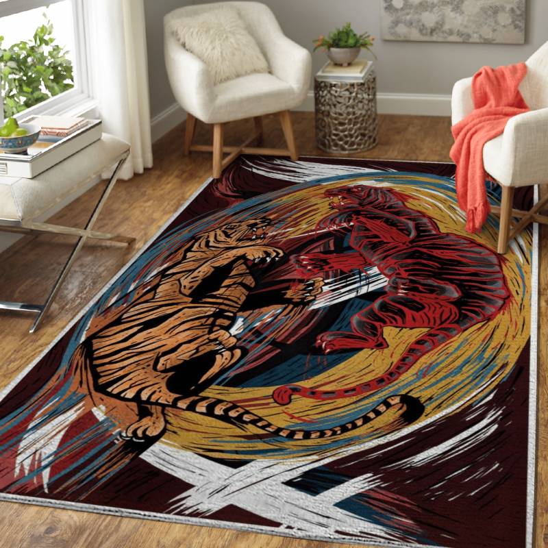 Duel of tigers  – Animals Area Rug Carpet