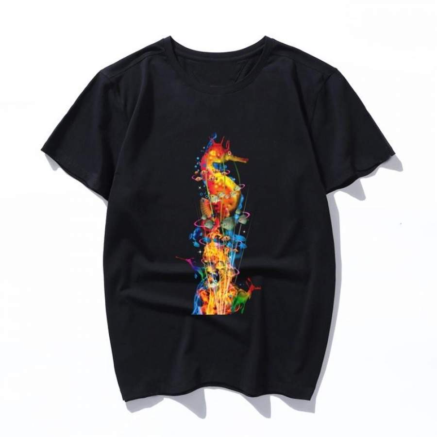 seahorse Women Harajuku Black T Shirt Printed Tshirt Korean Style Streetwear Tops Aesthetic Camisas Mujer Tee