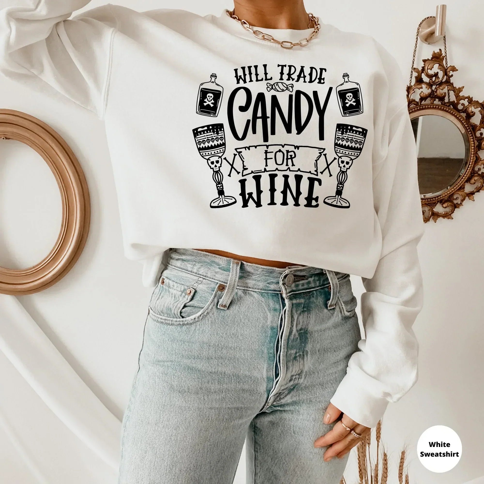 Funny Halloween Sweater, Halloween Crewneck, Funny Halloween Party, Cute Halloween Hoodie, Halloween Shirt, Witch Shirt, Wine Halloween X Halloween Collection 2024 Moderndaydecors Fashion