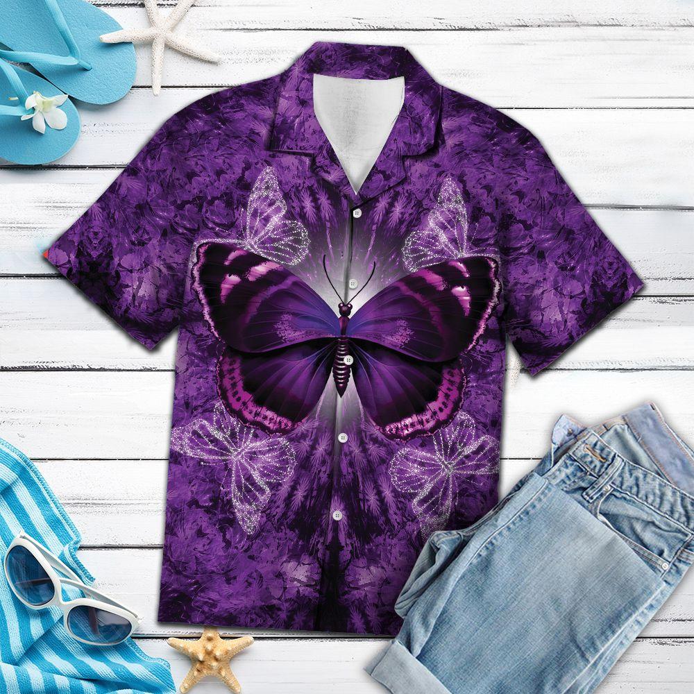 Purple Butterfly Hawaii Shirt For Hawaii Aloha Ha84848