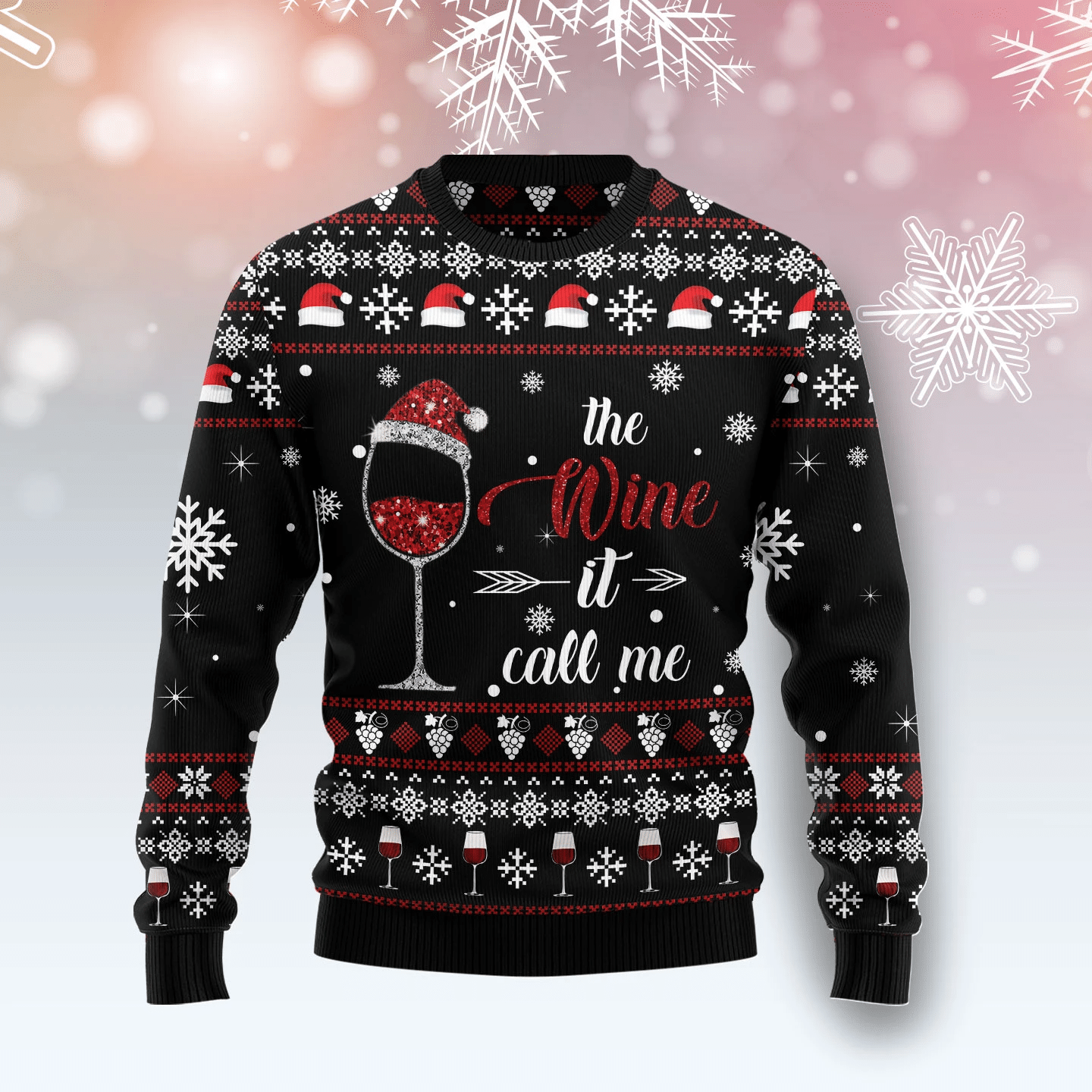 Wine Call Me Christmas Ugly Sweater